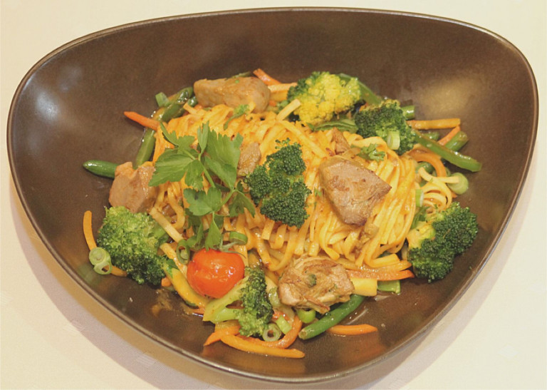 Jackfrucht mit Nudeln