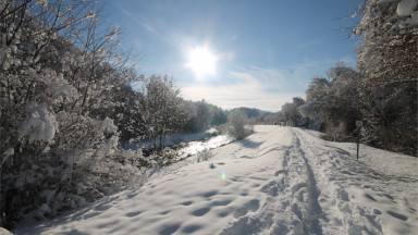 Naherholungsgebiet an der Wutach in Tiengen im Winter